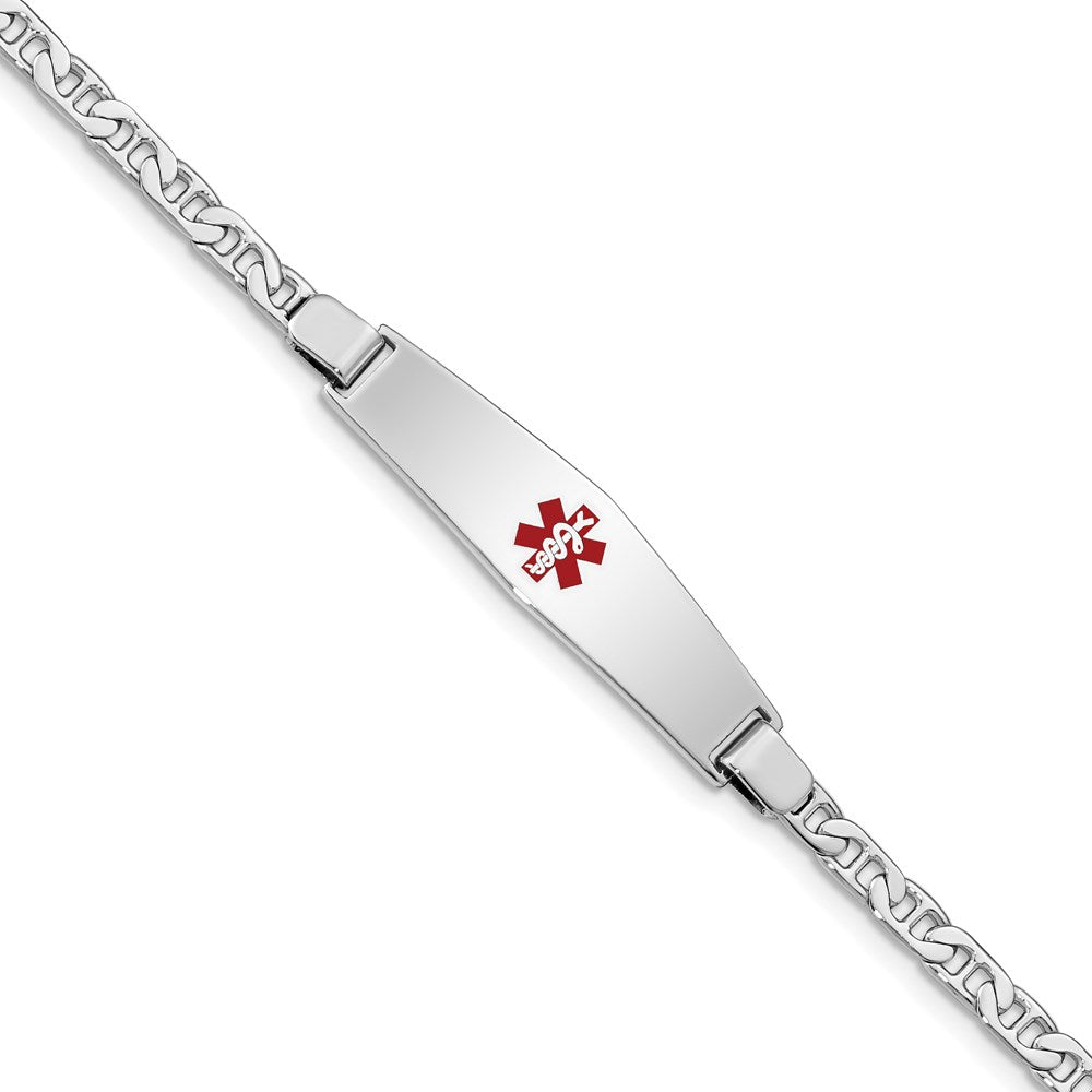 Sterling Silver Rhodium-plated Medical ID Anchor Link Bracelet - 5