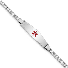 Sterling Silver Rhodium-plated Medical ID Anchor Link Bracelet - 5