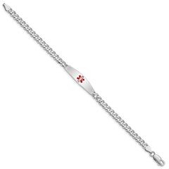Sterling Silver Rhodium-plated Medical ID Bracelet w/Curb Link - 2