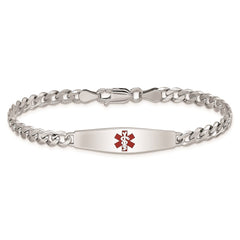 Sterling Silver Rhodium-plated Medical ID Bracelet w/Curb Link - 2