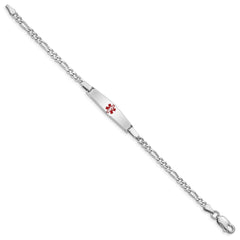 Sterling Silver Rhod-plated Children's Medical ID Bracelet w/Figaro
