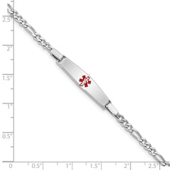 Sterling Silver Rhod-plated Children's Medical ID Bracelet w/Figaro