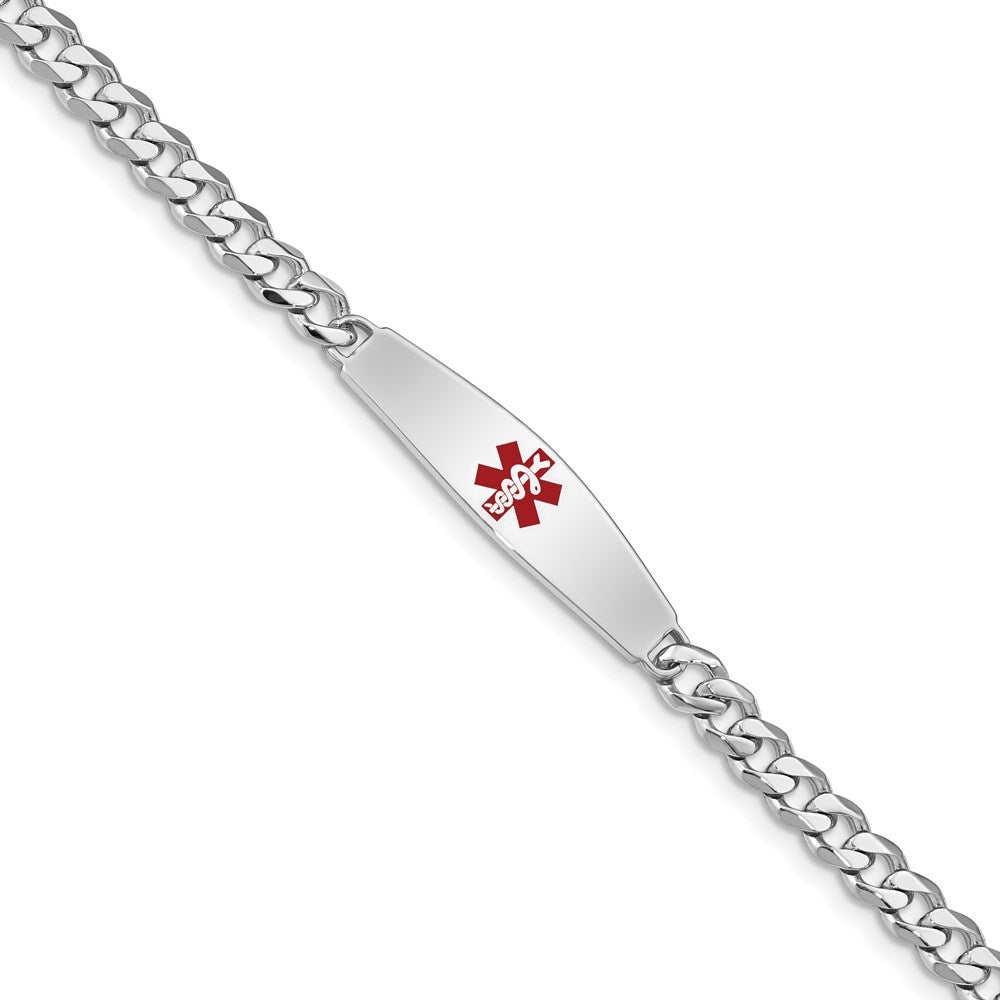 Sterling Silver Rhodium-plated Medical ID Bracelet w/Curb Link - 2