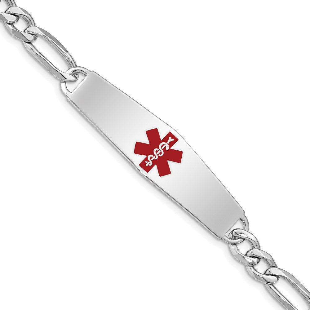 Sterling Silver Rhodium-plated Medical ID Figaro Link Bracelet - 20