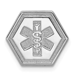 Sterling Silver Rhodium Non-enameled Attachable Emblem Medical Charm - 2
