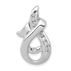 14k White Gold Peg-set AA Diamond Semi-Mount Slide Fits up to 6mm Regular/8mm Fancy or Reversible Omega