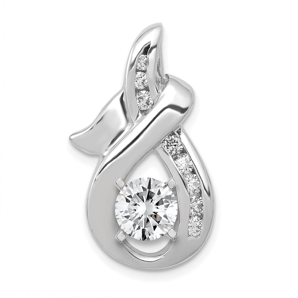 14k White Gold Peg-set AA Diamond Semi-Mount Slide Fits up to 6mm Regular/8mm Fancy or Reversible Omega