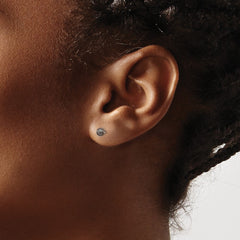 14k White Gold 3-4mm Black Round Freshwater Cultured Pearl Stud Post Earrings