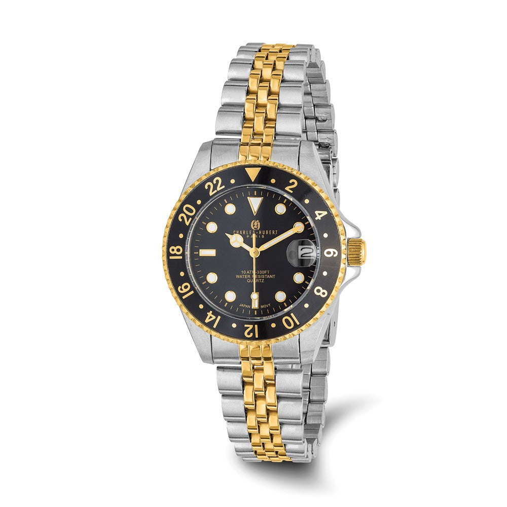 Ladies Charles Hubert Two-tone Stainless Steel Black Dial Watch - 3