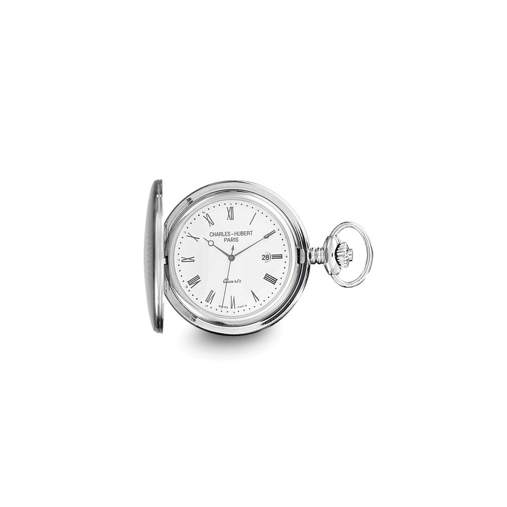 Charles Hubert Stainless Steel White Dial Pocket Watch - 5
