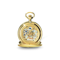 Charles Hubert IP-plated Stainless Steel Double Cover Satin Pocket Watch