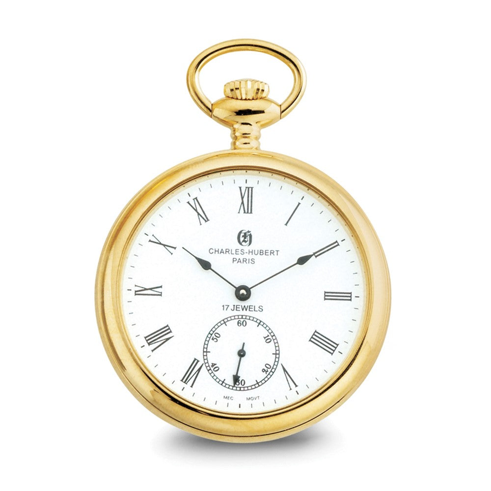 Charles Hubert IP-plated Stainless Open Face Pocket Watch - 2