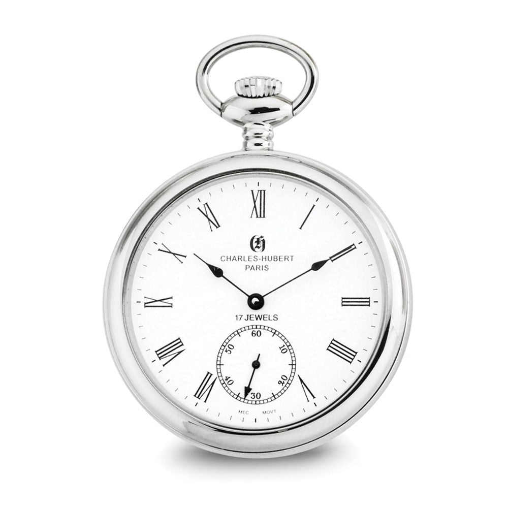 Charles Hubert Stainless Steel Open Face Pocket Watch - 3