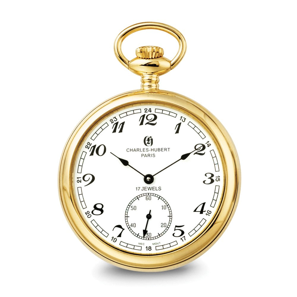 Charles Hubert IP-plated Stainless Open Face Pocket Watch - 3