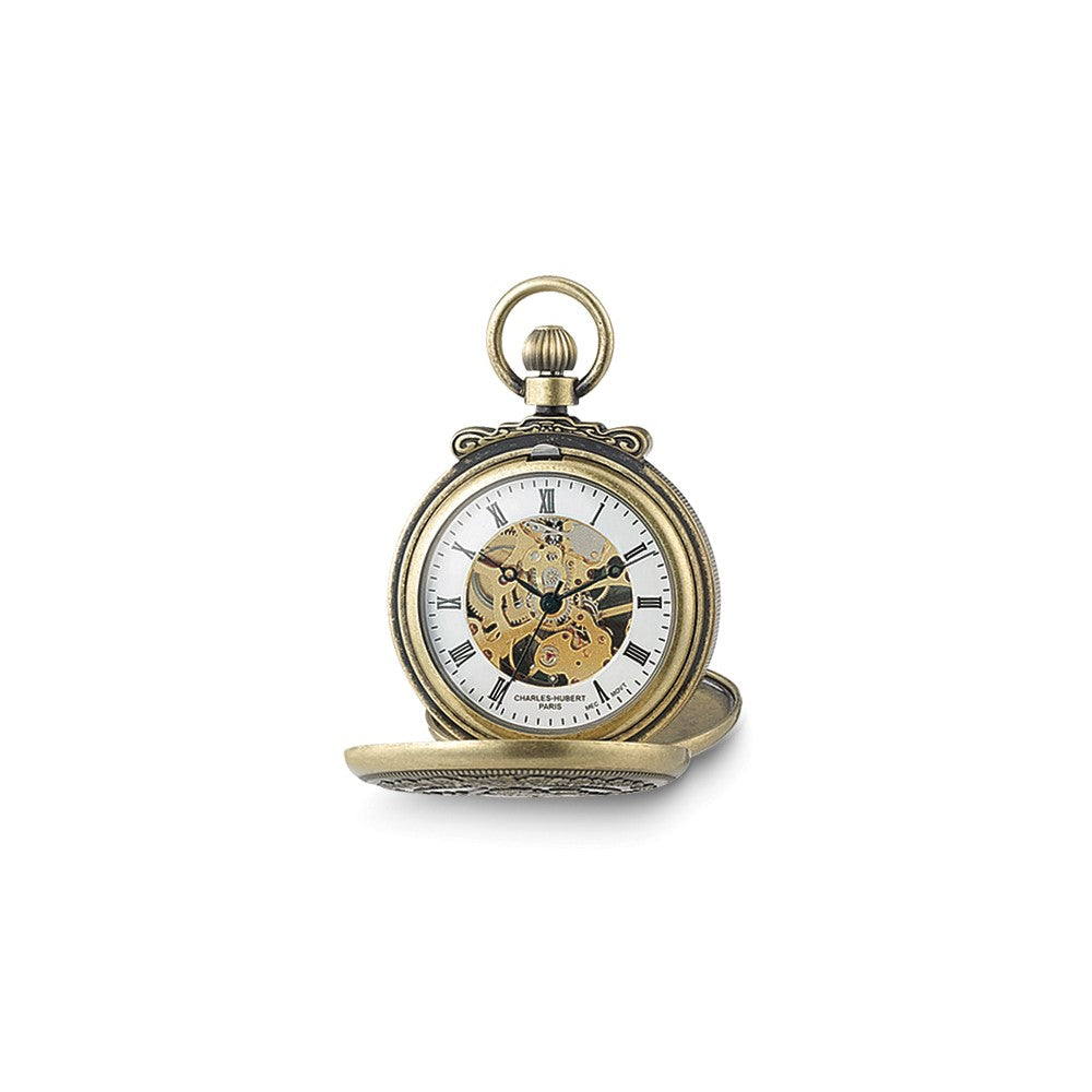Charles Hubert Antique Gold-finish Lion Crest Pocket Watch