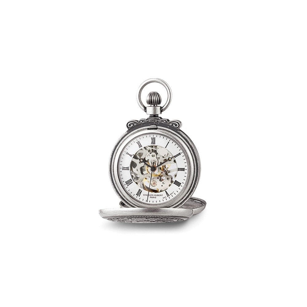 Charles Hubert Antique Chrome-finish Lion Crest Pocket Watch