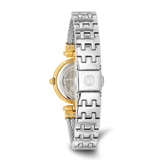 Charles Hubert IP-plated MOP Dial w/Stainless Steel Wire Bangle Watch