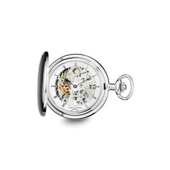 Charles Hubert Stainless Steel Skeleton Dial Pocket Watch - 2