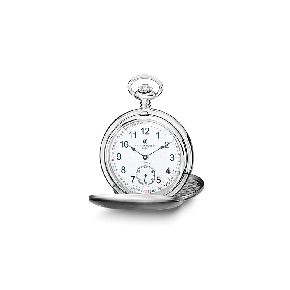 Charles Hubert Stainless Steel White Dial Pocket Watch - 3