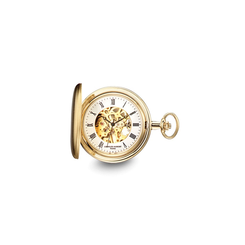 Charles Hubert Gold-finish Skeleton Dial Pocket Watch