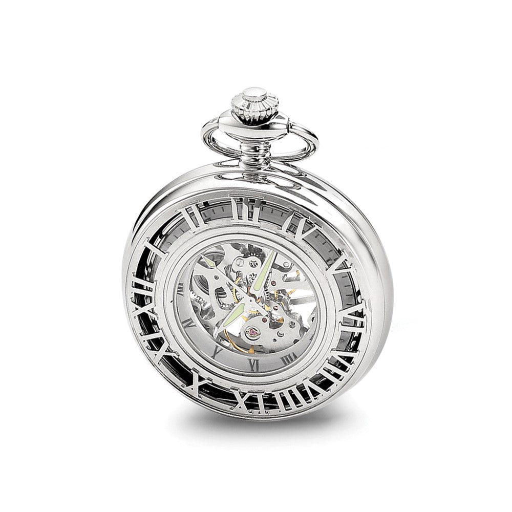 Charles Hubert Chrome-finish Skeleton Case Pocket Watch