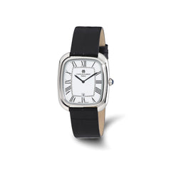 Ladies Charles Hubert Square Face Black Leather Band Watch