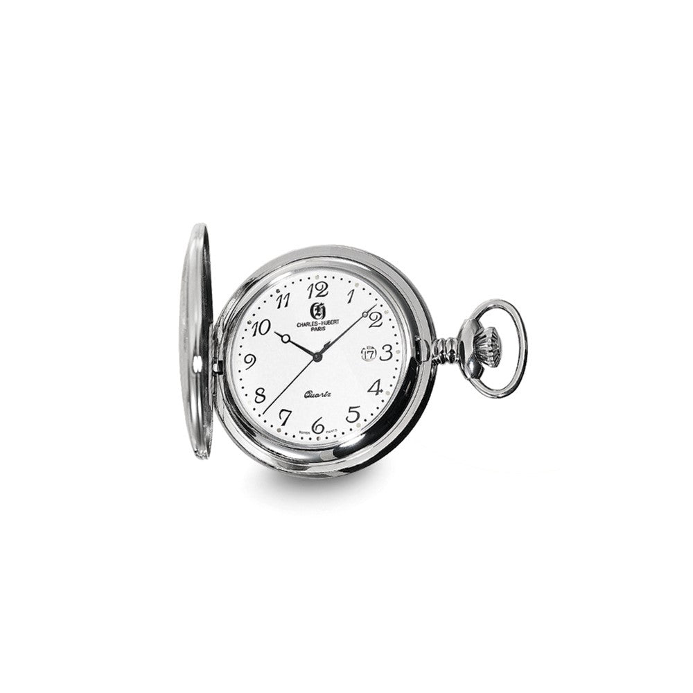 Charles Hubert Stainless Steel White Dial with Date Pocket Watch - 2