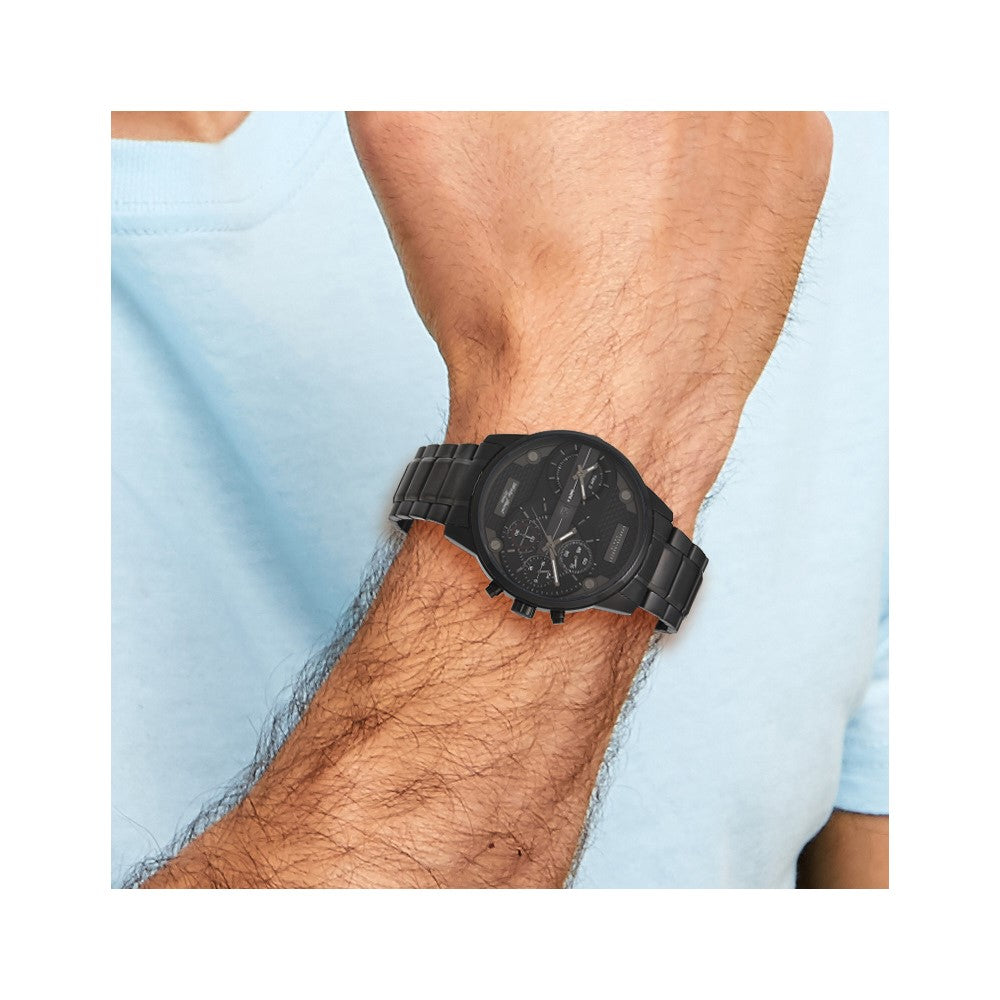 Charles Hubert Black IP-plated Stainless Chronograph Dual Time Watch