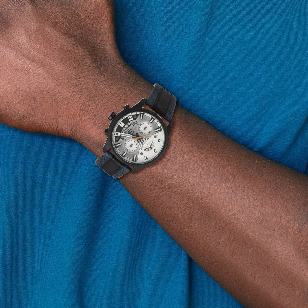 Charles Hubert Black IP-plated Stainless Steel Chronograph White Dial Watch