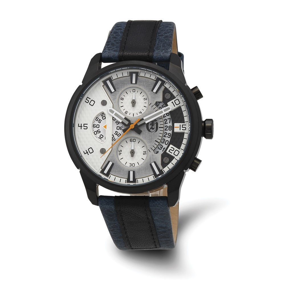 Charles Hubert Black IP-plated Stainless Steel Chronograph White Dial Watch