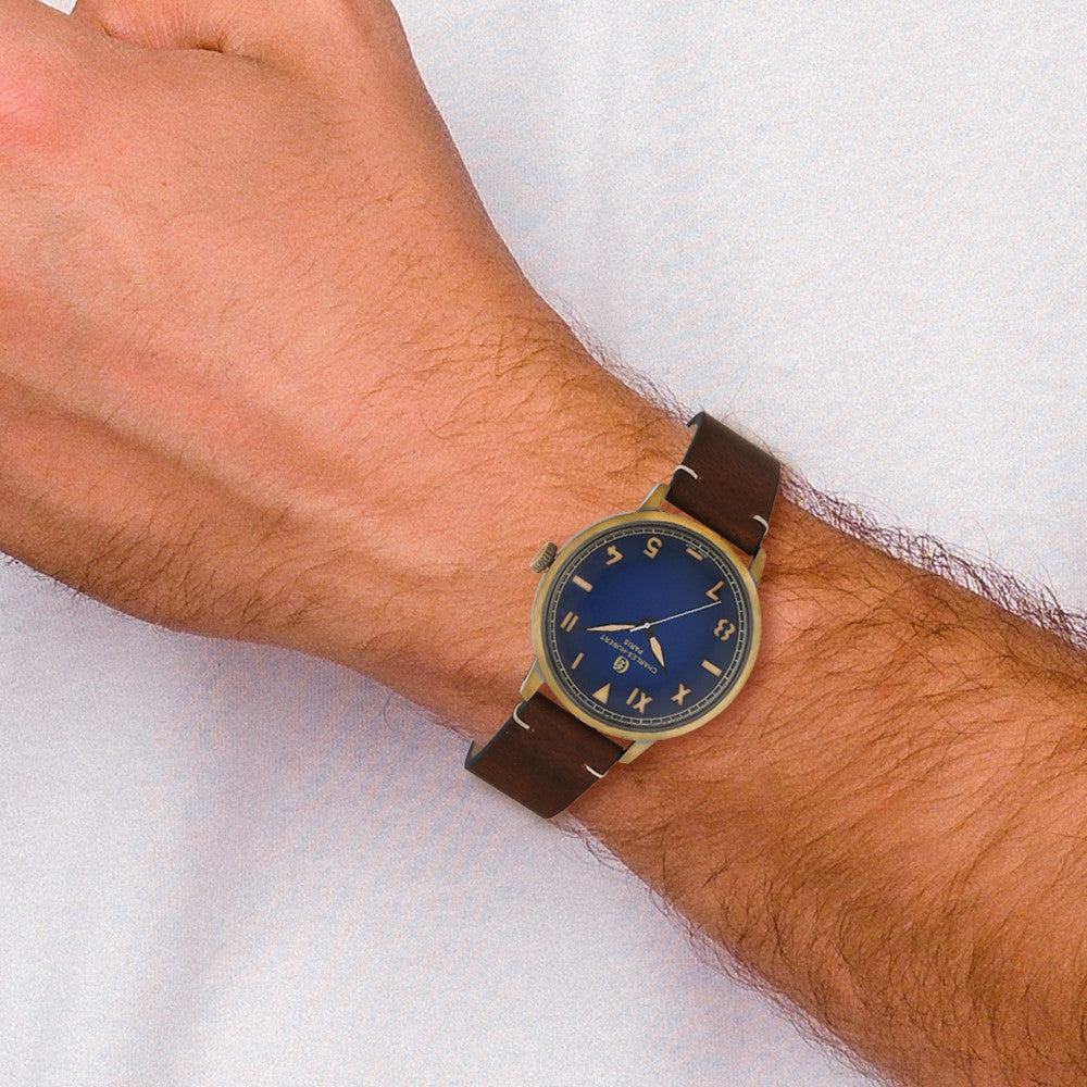 Charles Hubert Antique IP-plated Stainless Steel Blue Dial Quartz Watch