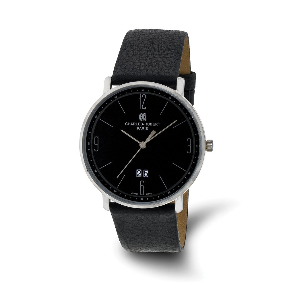 Mens Charles Hubert Stainless Steel Black Dial Watch - 3