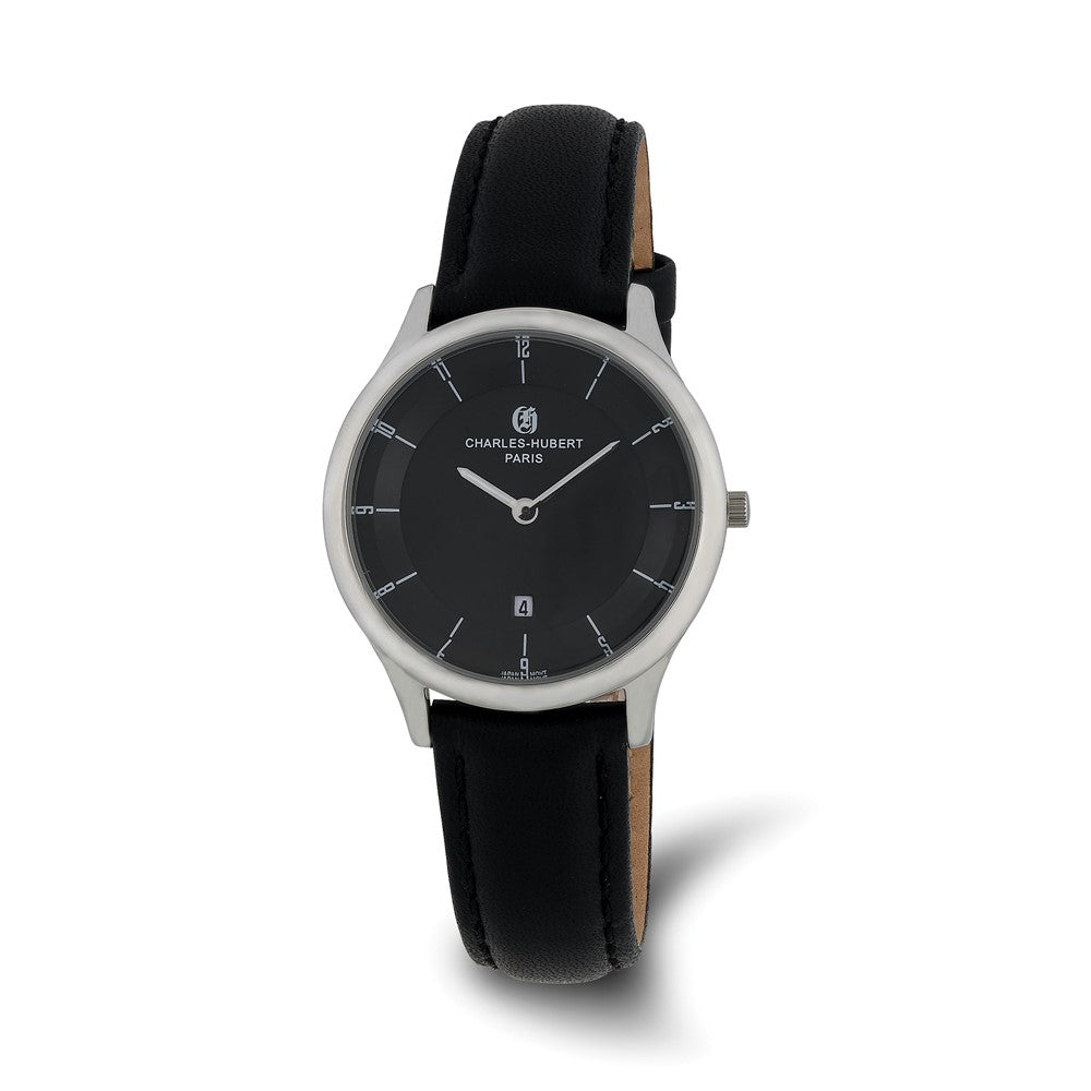 Ladies Charles Hubert Stainless Steel Black Dial Watch - 7
