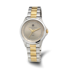 Charles-Hubert Two-Tone Yellow IP-plated Stainless Light Gold and Crystal Dial Watch