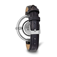 Ladies Charles Hubert Chrome-finish Black Dial Modern Circle Watch