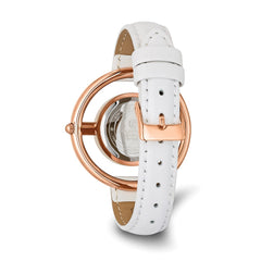 Ladies Charles Hubert Rose Finish Brass Silver-tone Dial Modern Circle Watc