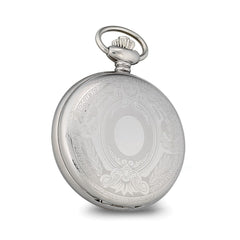 Charles Hubert Stainless w/Oval Engraving Area Skeleton Pocket Watch