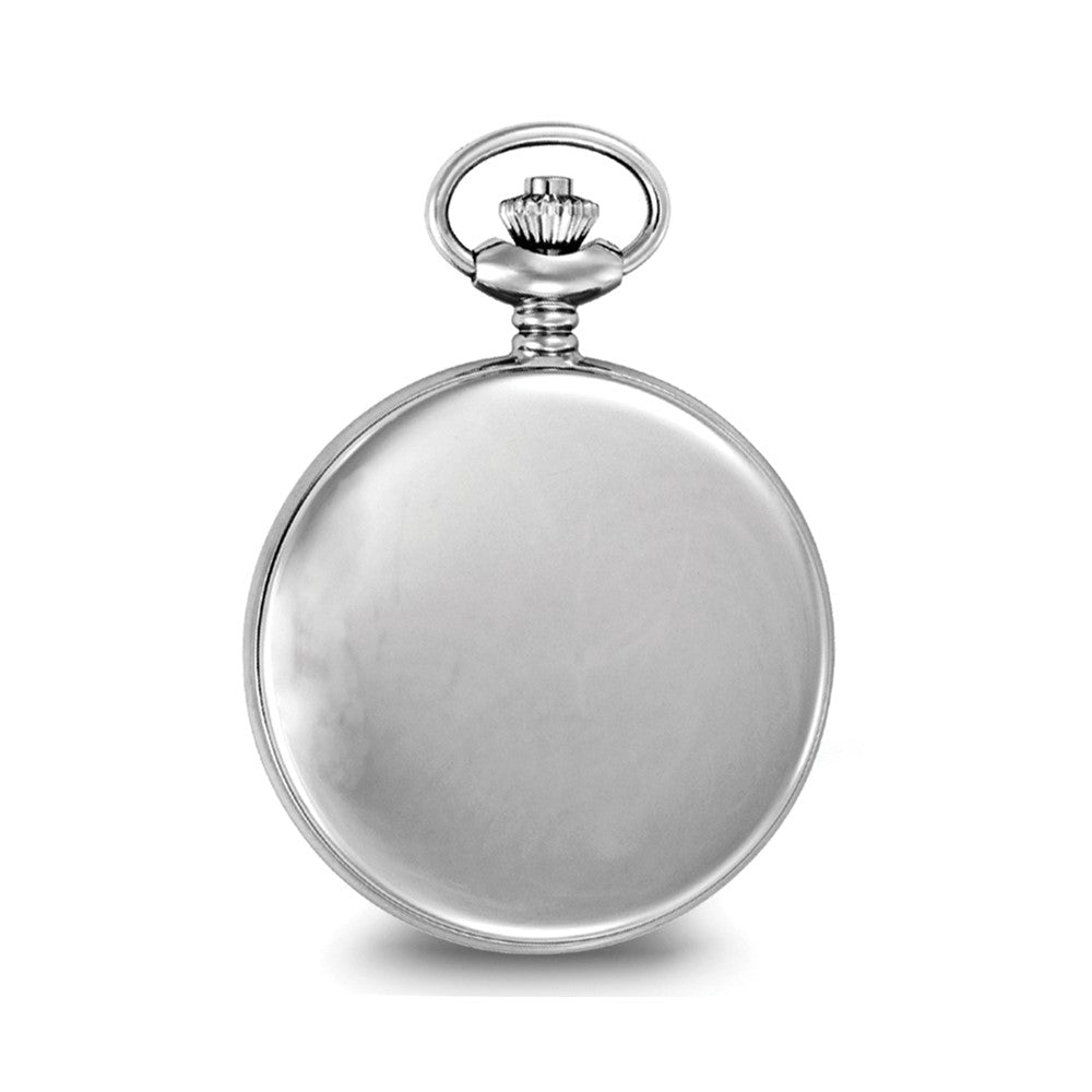 Charles Hubert Stainless w/Oval Engraving Area Skeleton Pocket Watch