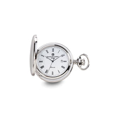 Charles Hubert Stainless Striped Case w/Engraving Area Pocket Watch