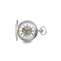 Charles Hubert Stainless Hunter Case w/Shield Skeleton Pocket Watch - 2