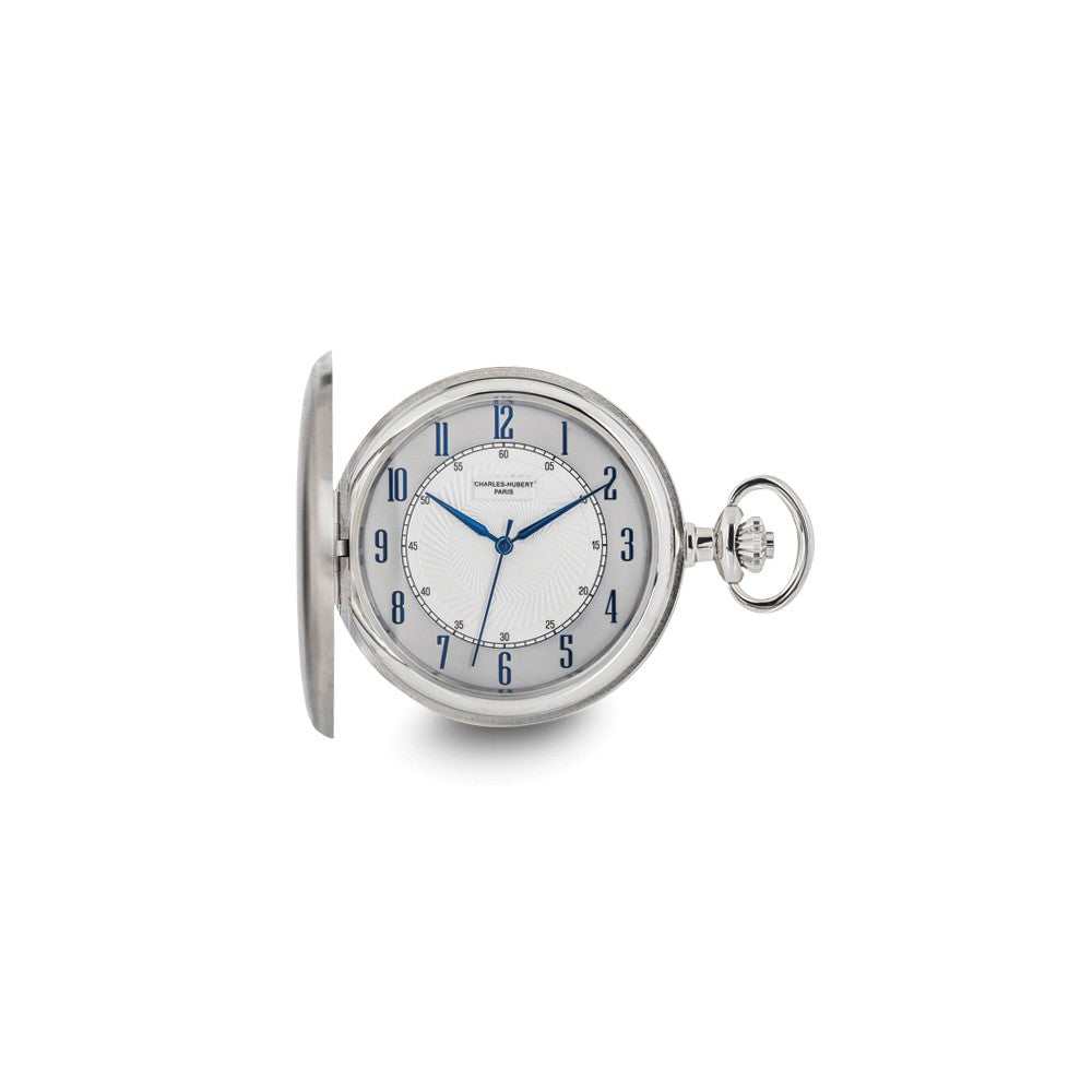Charles Hubert Satin Stainless Hunter Case White Dial Pocket Watch