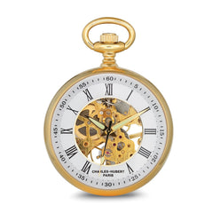 Charles Hubert Gold-finish Open Face White Skeleton Pocket Watch
