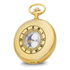 Charles Hubert Gold-finish Open Window Moon Phase Pocket Watch