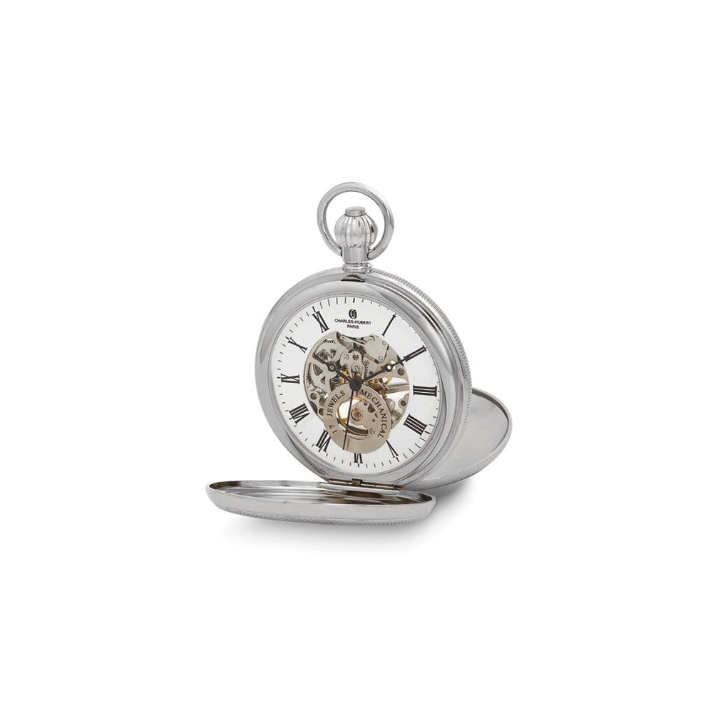 Charles Hubert Chrome-finish Double Cover Open Window Pocket Watch