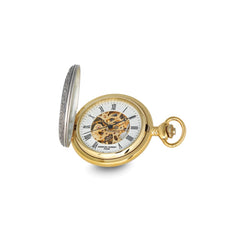 Charles Hubert Two-tone Lion Crest Hunter Case Skeleton Dial Pocket Watch