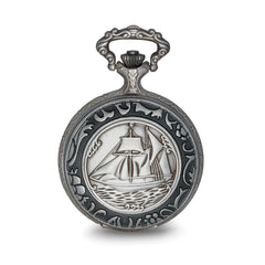 Charles Hubert Antique Chrome & Satin Sailing Ship Pocket Watch