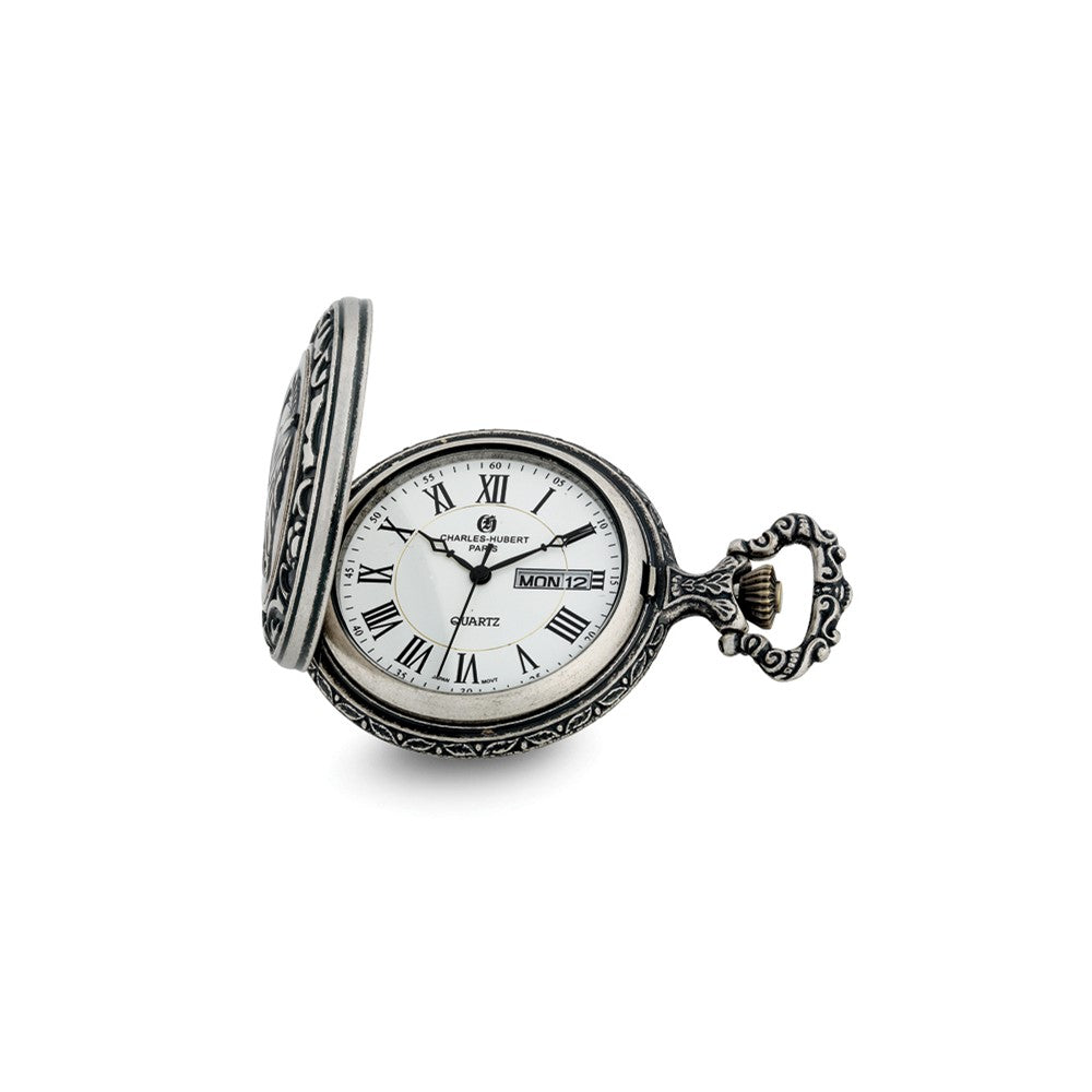 Charles Hubert Antique Chrome-finish Fisherman Pocket Watch