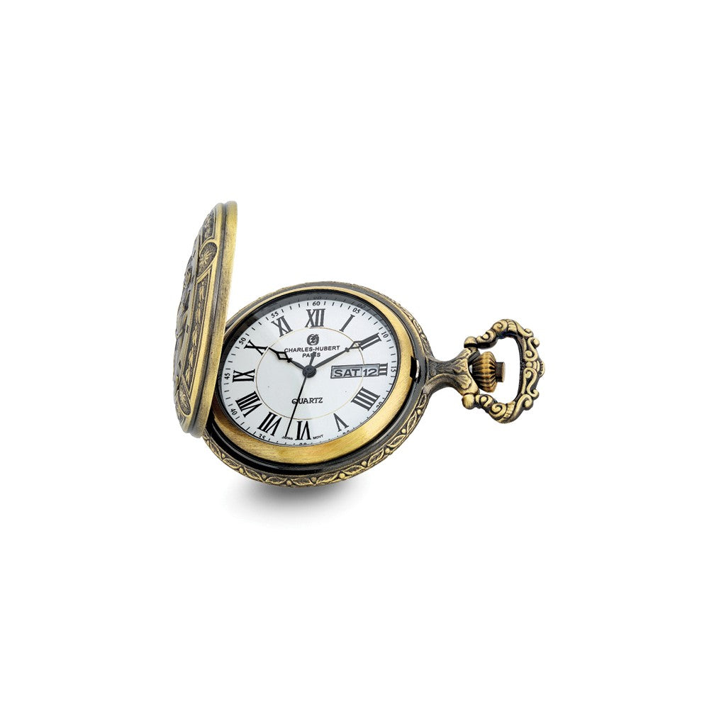 Charles Hubert Two-tone Antique Finish 3 Horses Pocket Watch