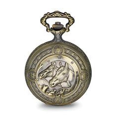 Charles Hubert Antique Gold-finish 2 Horses Pocket Watch