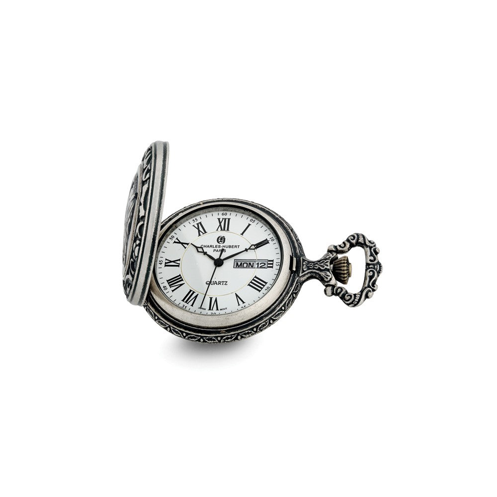 Charles Hubert Antique Chrome-finish 2 Horses Pocket Watch